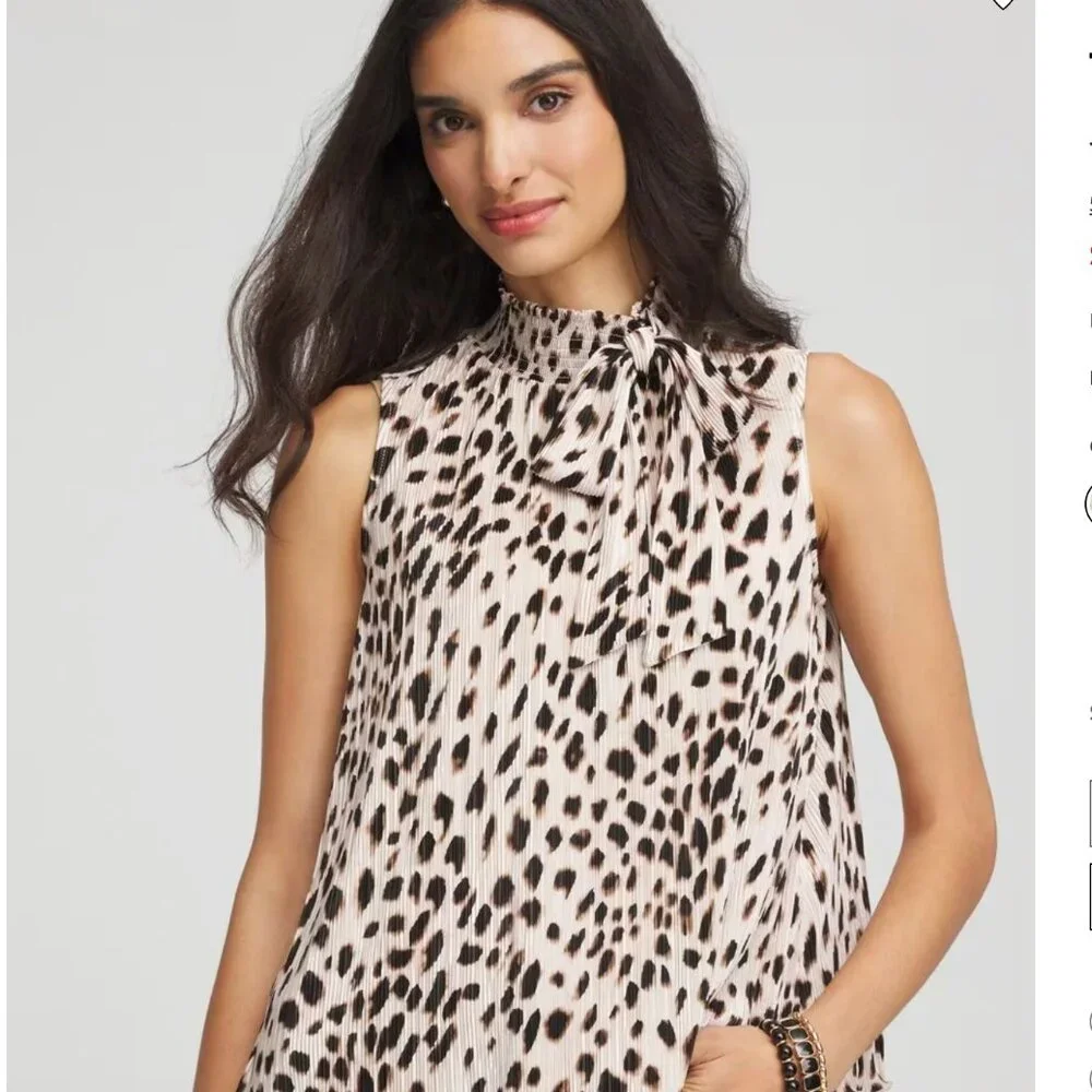 Chico's Pleated Smock Tie-neck Top. NWT. Size 00/xs - Picture 2 of 6